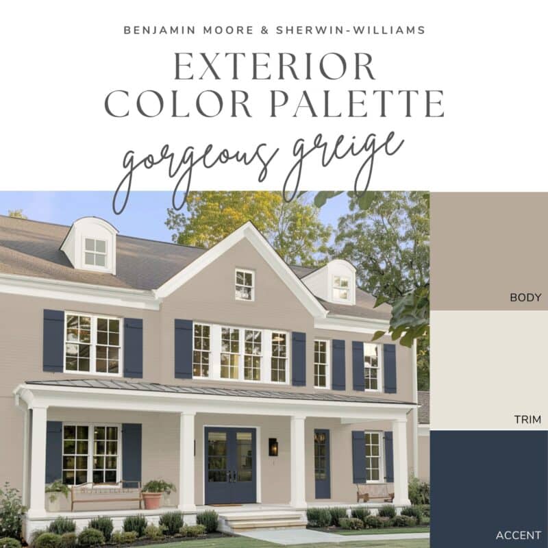 greige exterior paint color palette