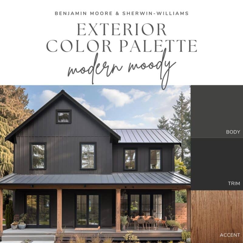 moody black exterior paint colors palette