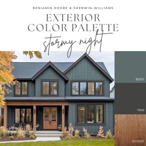 dark blue-green gray exterior paint color palette