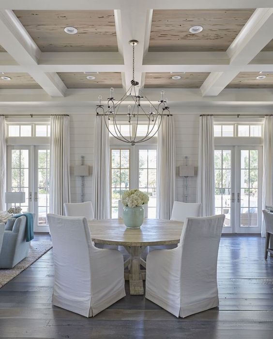 coffered ceiling dining room