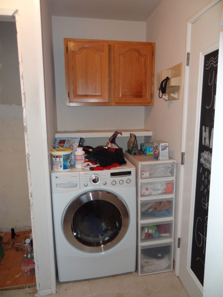 Affordable Laundry Room DIY Countertop Over Washer and Dryer