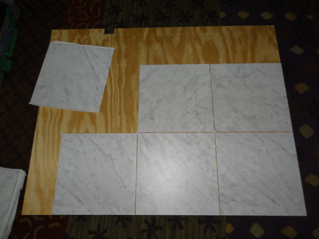 countertop made from peel and stick vinyl tiles