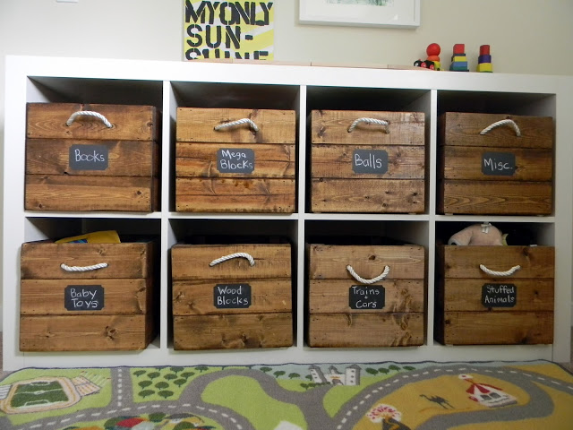 wooden toy storage crates