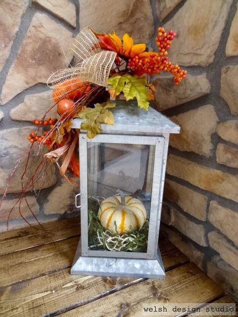 fall lantern decoration with pumpkin