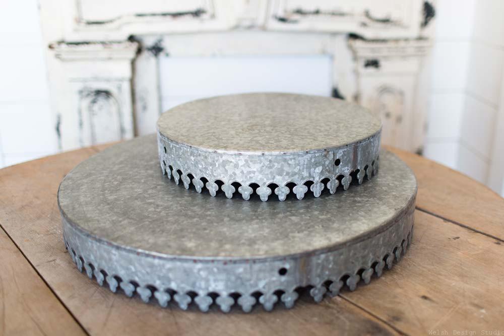 galvanized metal crown cake stand