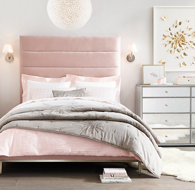 gray and pink girls bedroom