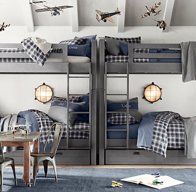 navy and gray airplane boys bedroom