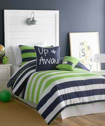 navy and green bedding