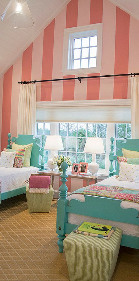 teal and coral girls bedroom