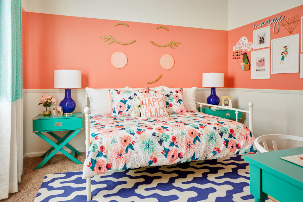 coral and teal girls bedroom