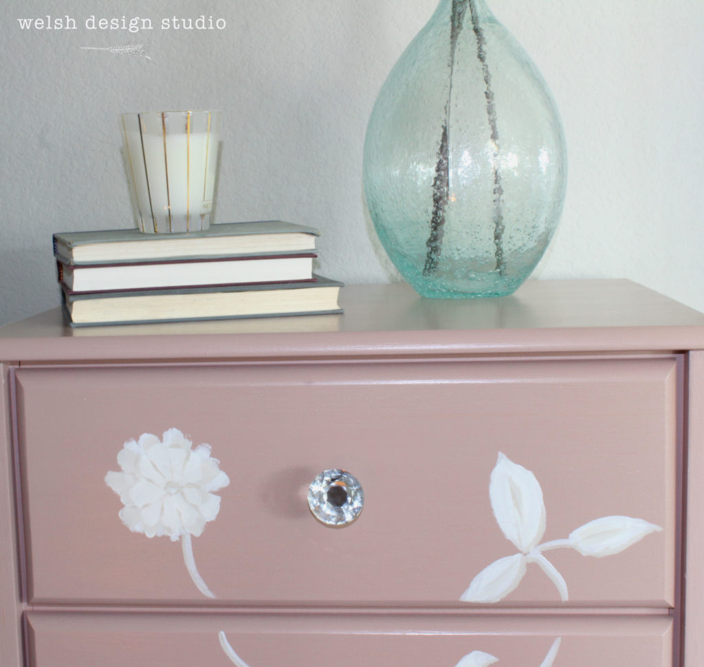 pink drawers with hand-painted flowers
