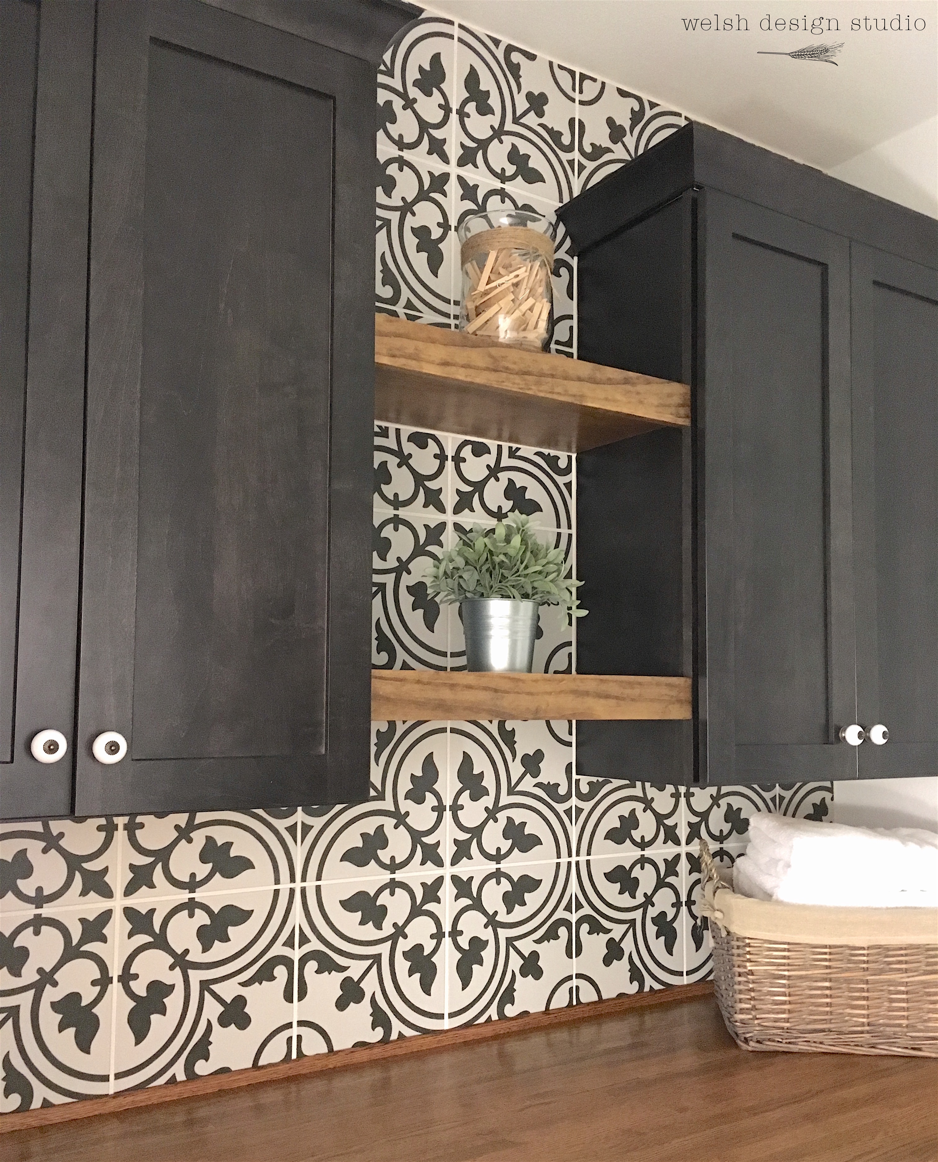 laundry room patterned tile