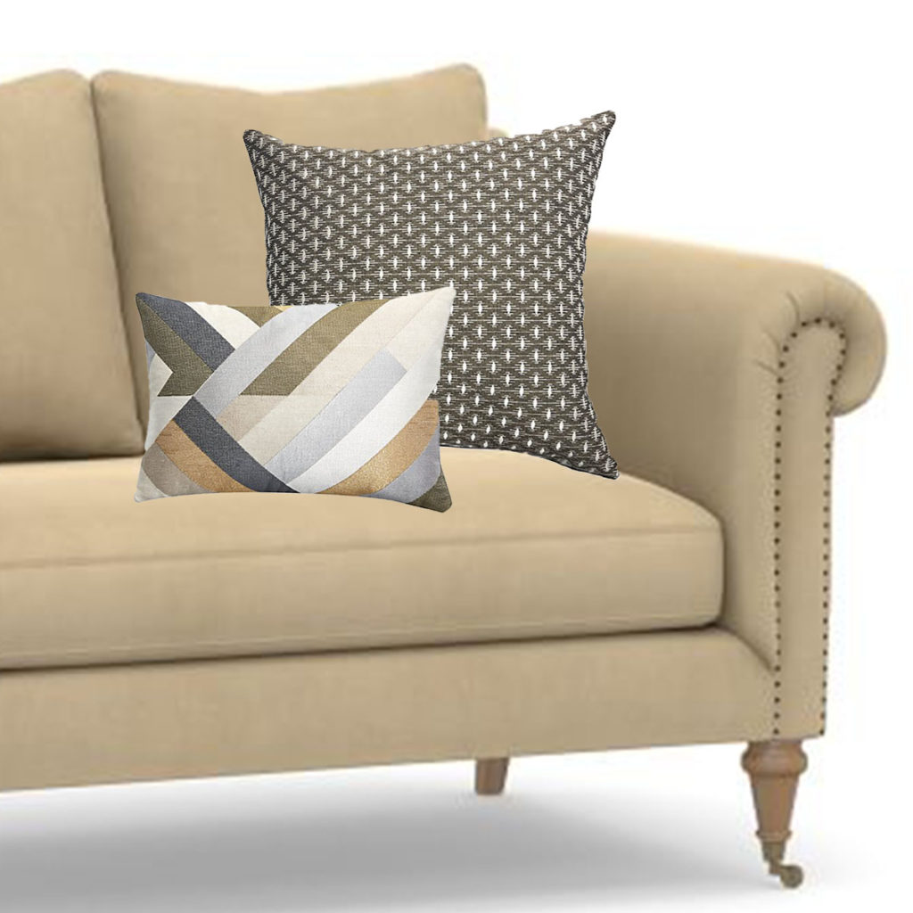 coordinate tan sofa pillows
