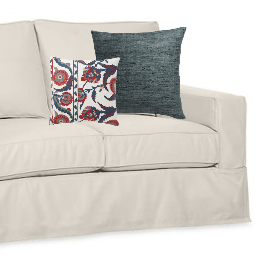 white sofa pillows