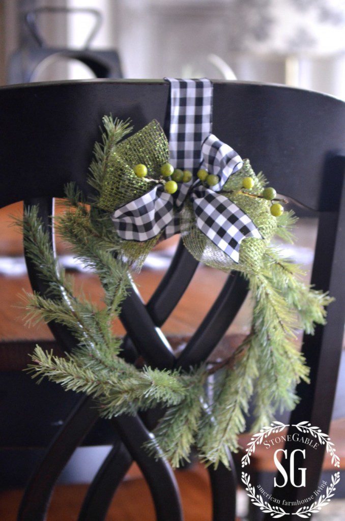 wreath on chair for Christmas