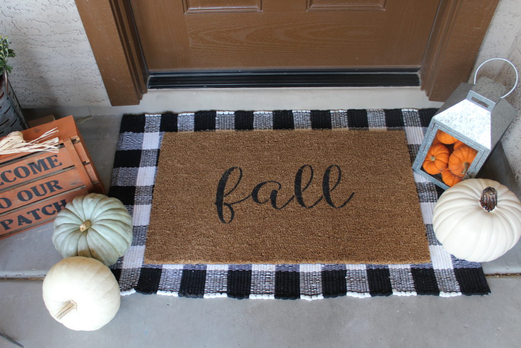 plaid doormat for fall