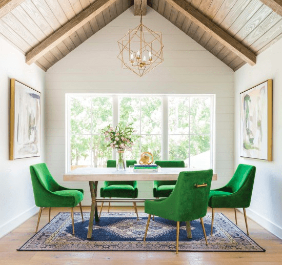 decorating with emerald green dining chairs