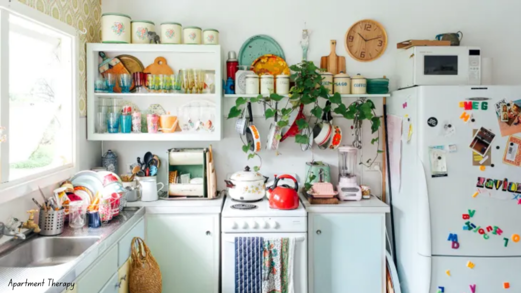 a kitchen with too much clutter