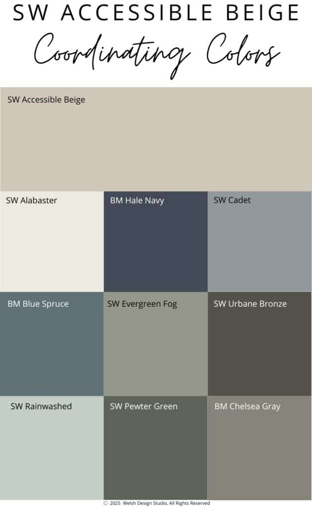 sherwin williams accessible beige coordinating colors
