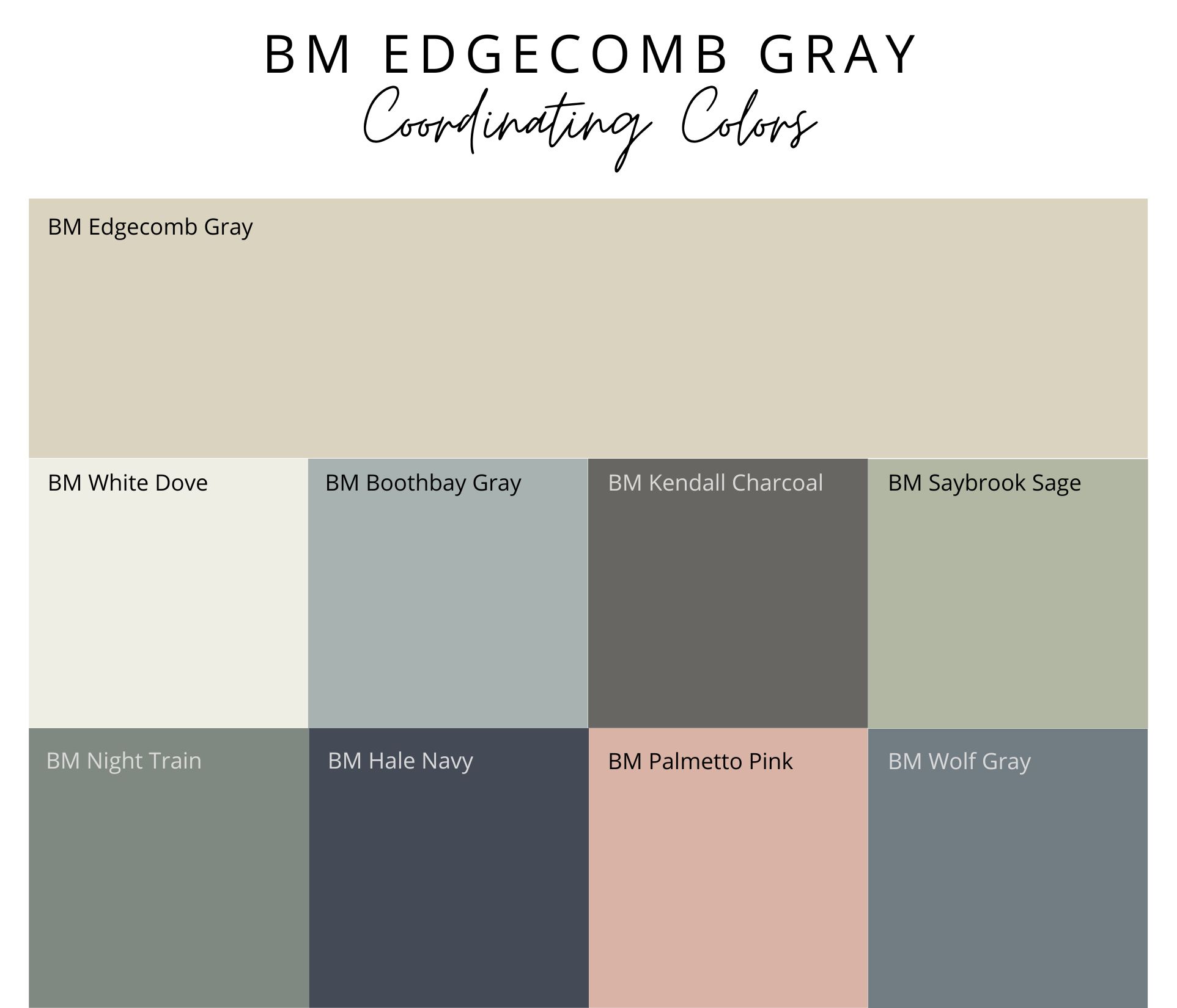 benjamin moore edgecomb gray coordinating colors