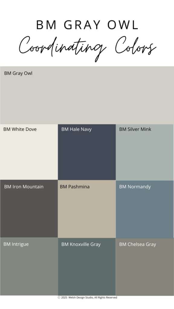 benjamin moore gray owl coordinating colors