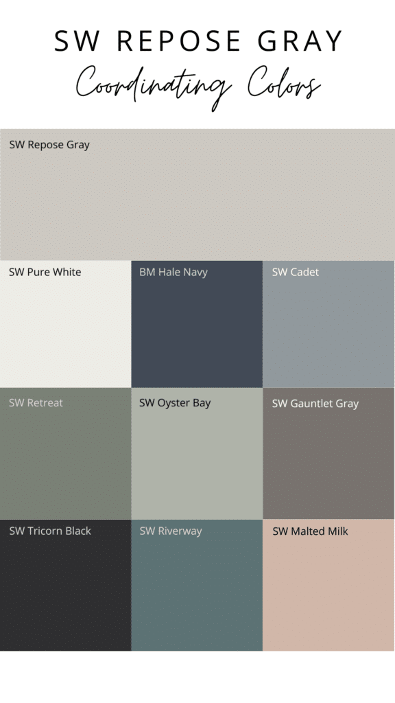 sherwin williams repose gray coordinating colors