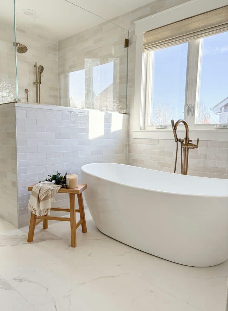 primary bathroom remodel before and after