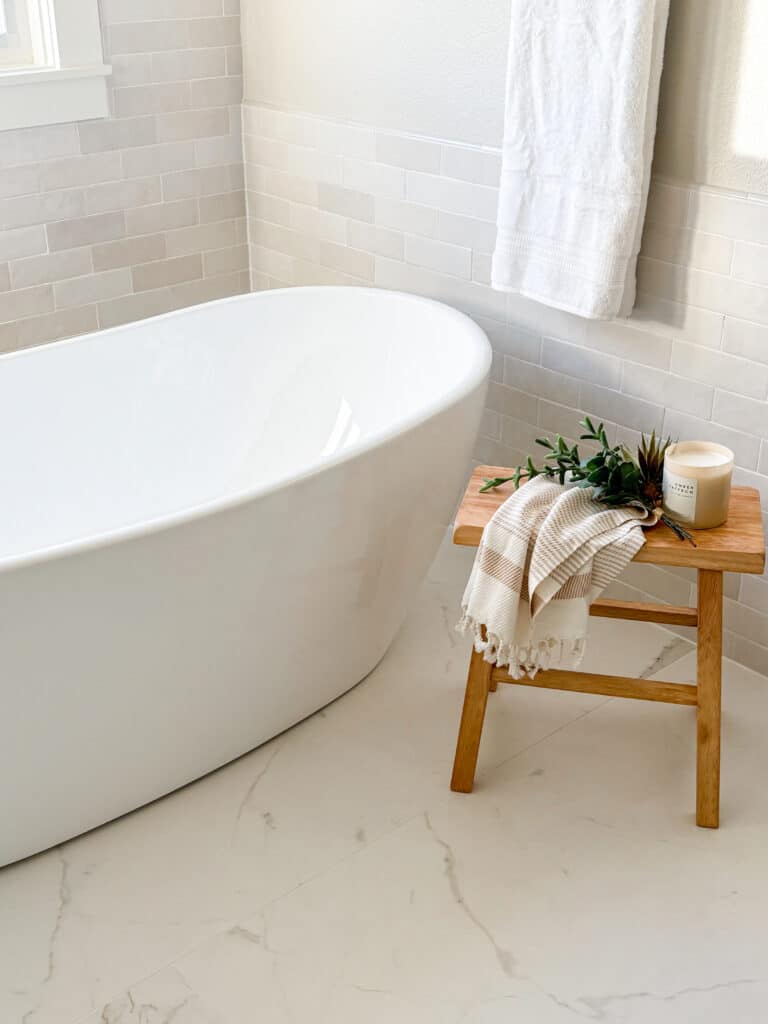 freestanding tub with cloe bedrosians tile surround
