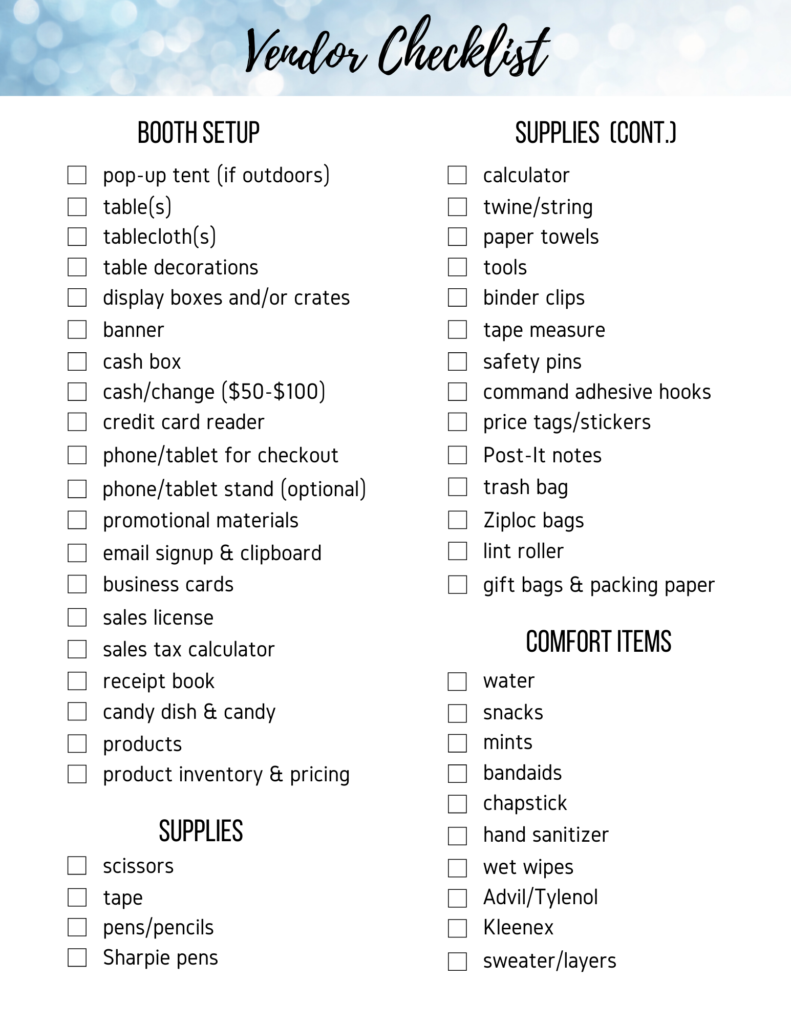 vendor checklist holiday vendor booth tips