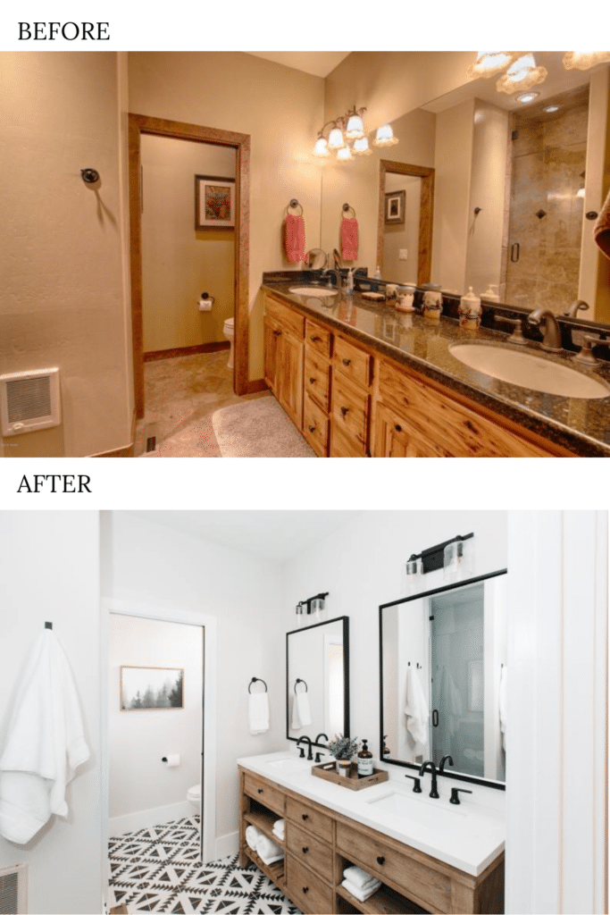 bathroom light fixture upgrade before after