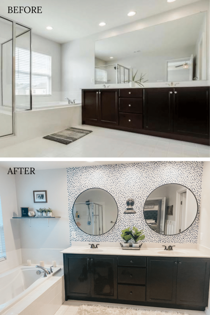 bathroom makeover vanity mirror replacement