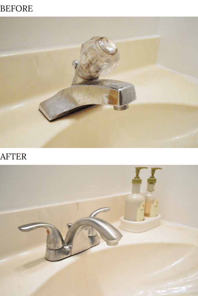 budget bathroom makeover ideas sink faucet replacement