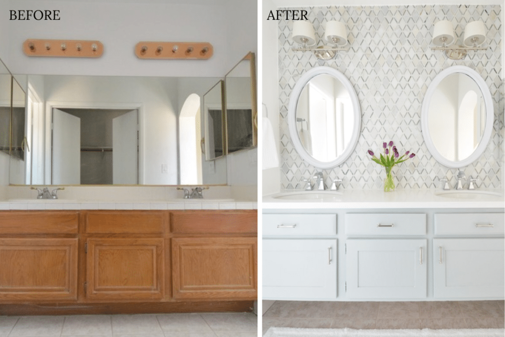 bathroom vanity tile backsplash