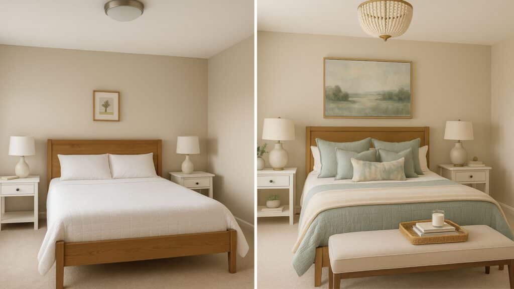 what makes a room look dated bedroom before after