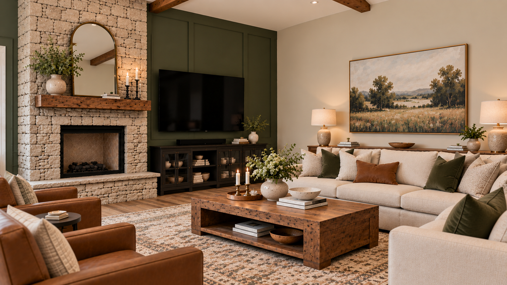 living room with a clear fireplace focal point