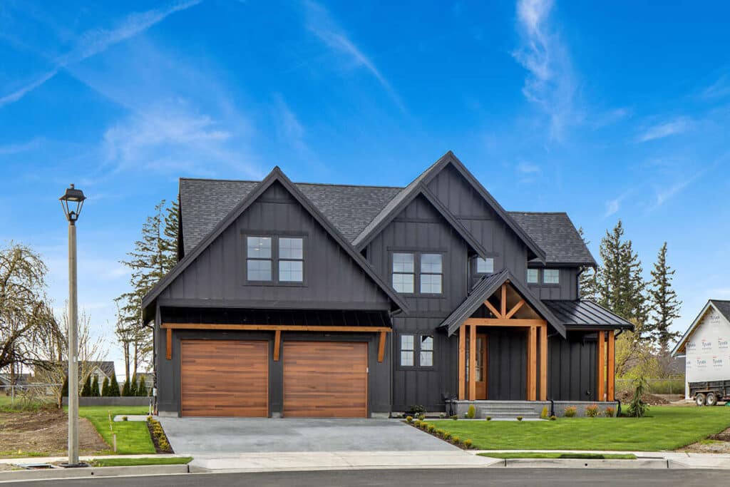 black house with cedar accents