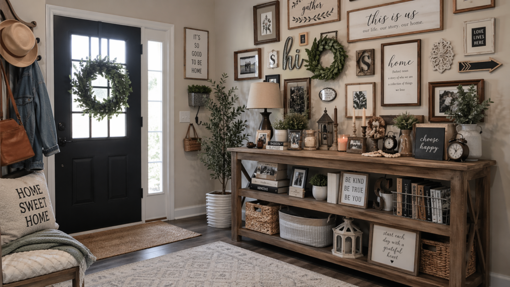 example of a visually cluttered entry and how to reduce visual clutter