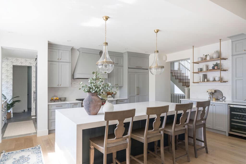 benjamin moore coventry gray and white kitchen