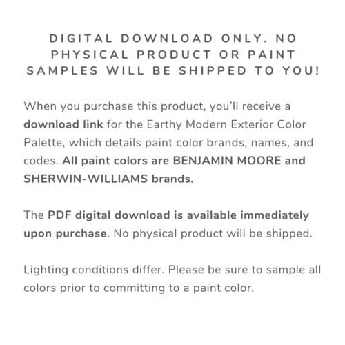 earthy modern exterior paint color palette