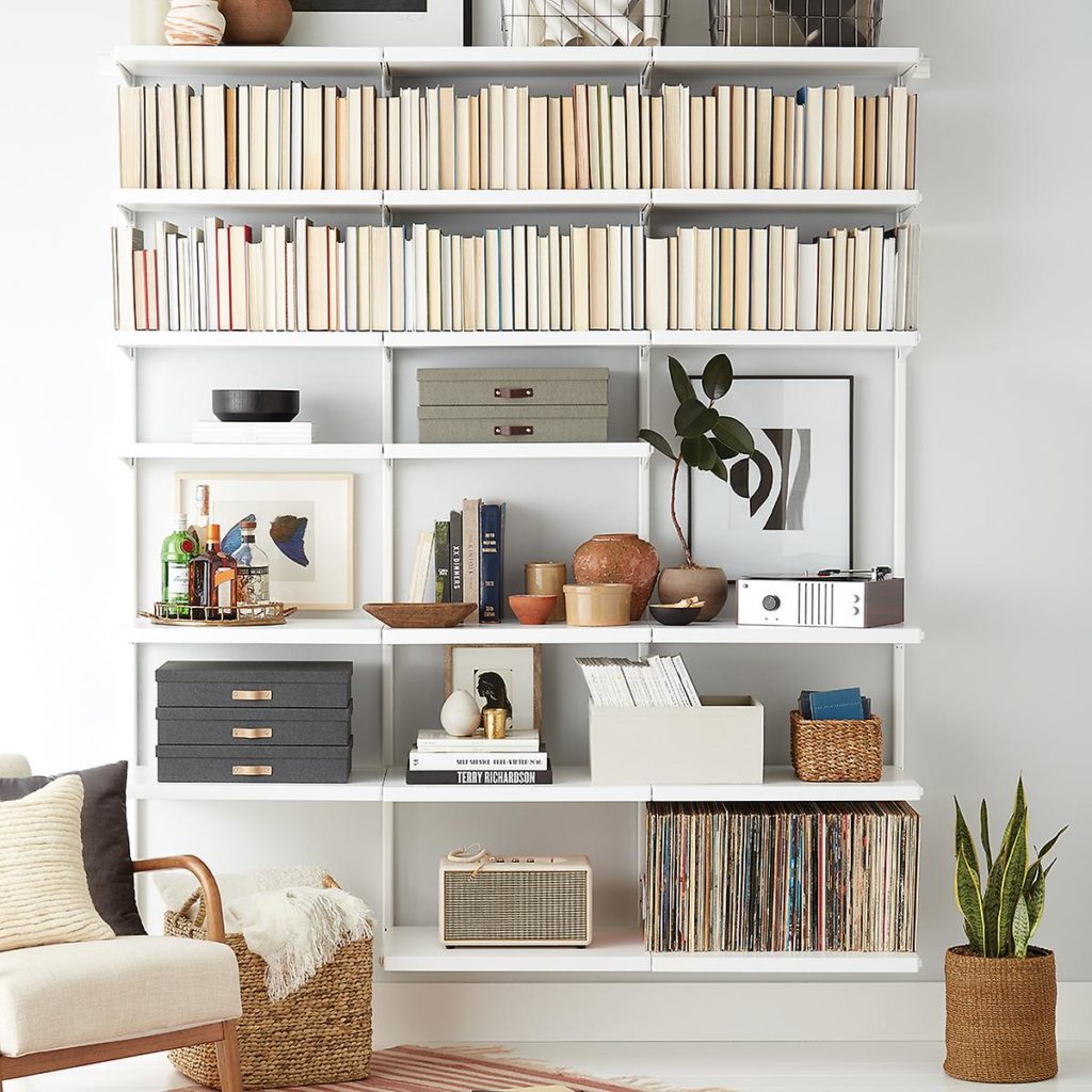 stylish storage solutions elfa floating wall shelves for living room