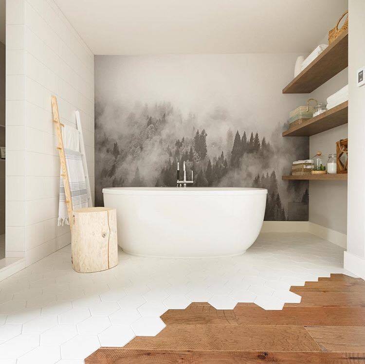 wall mural in bathroom home trends 2024
