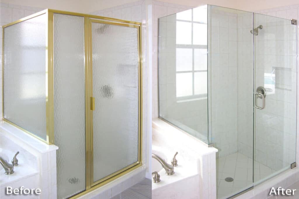 glass shower door bathroom makeovers on a budget