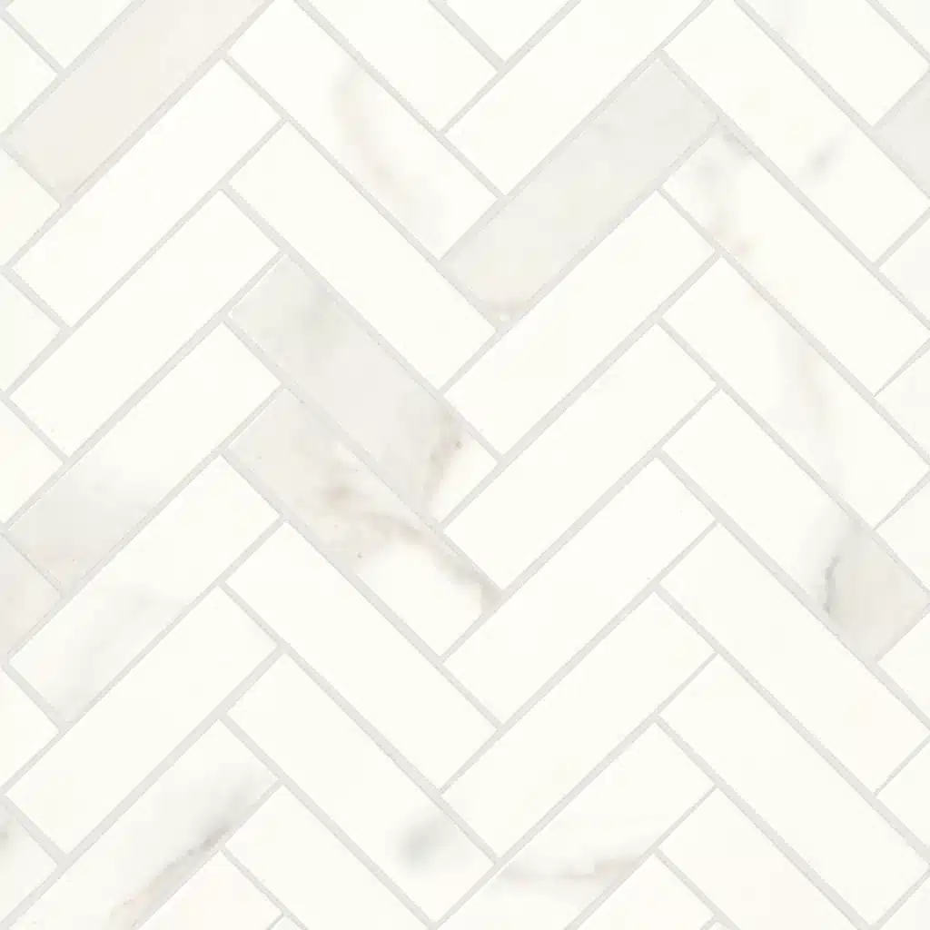 bedrosians calacatta super white herringbone shower floor tile