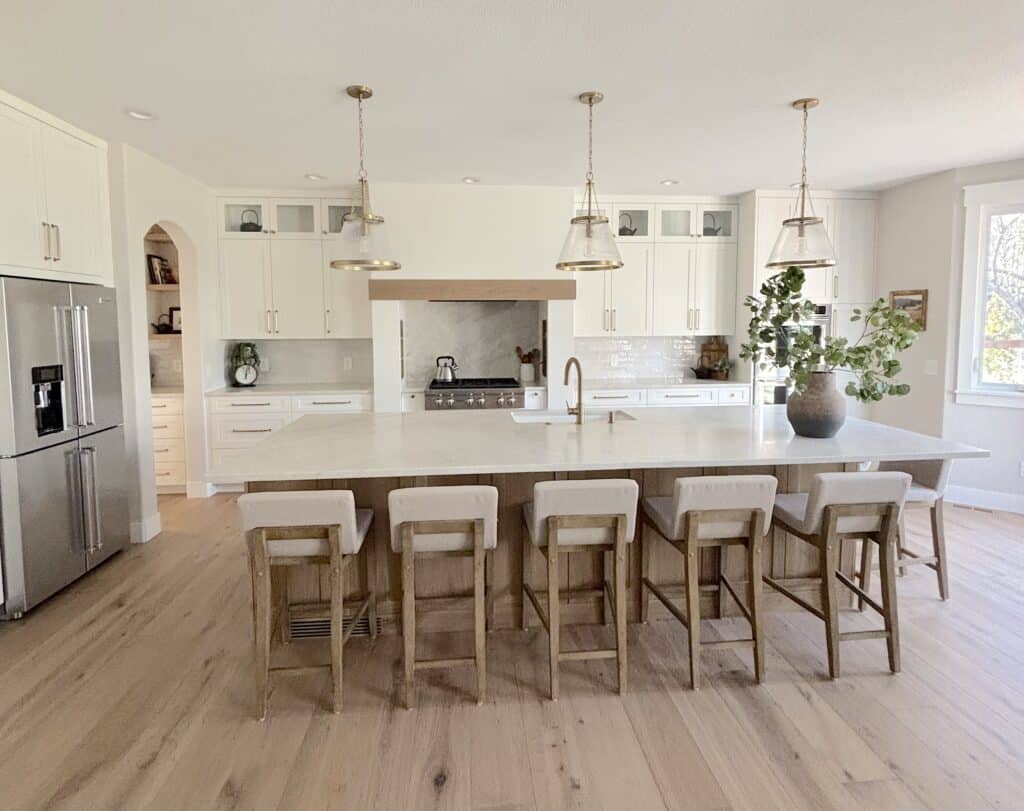 kitchen reveal white kitchen with white oak island
