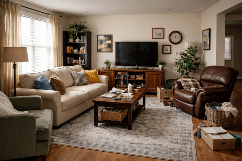 what makes a home look dated living room