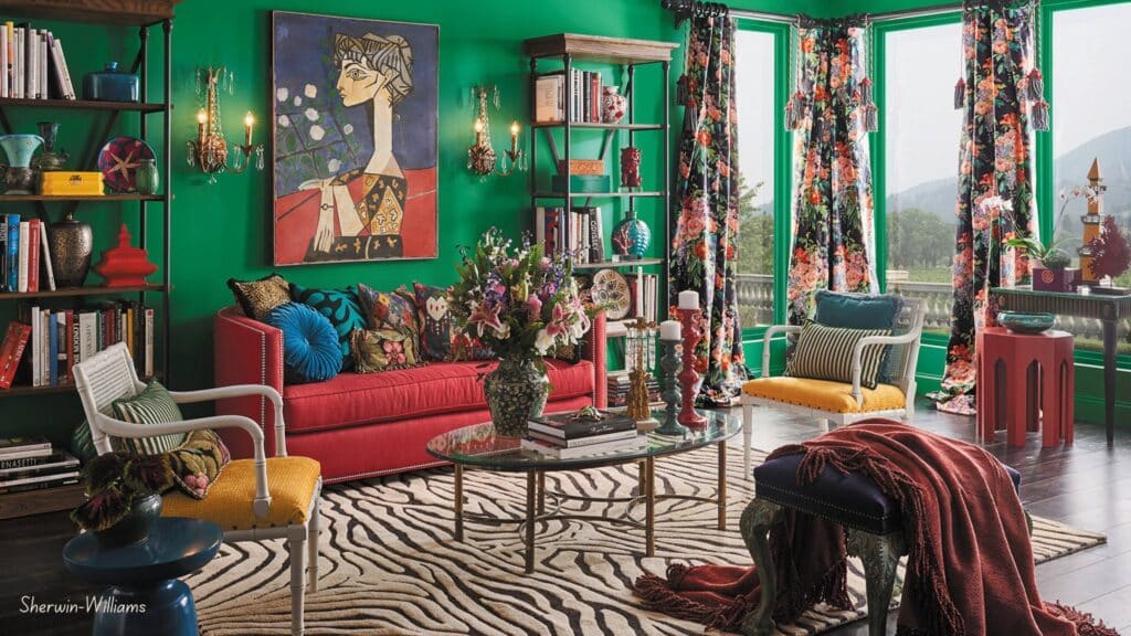 example of visual clutter in home decor with too many colors and patterns