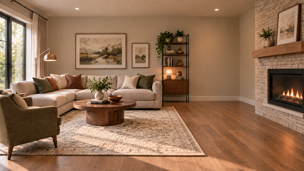 living room with an unbalanced furniture arrangement
