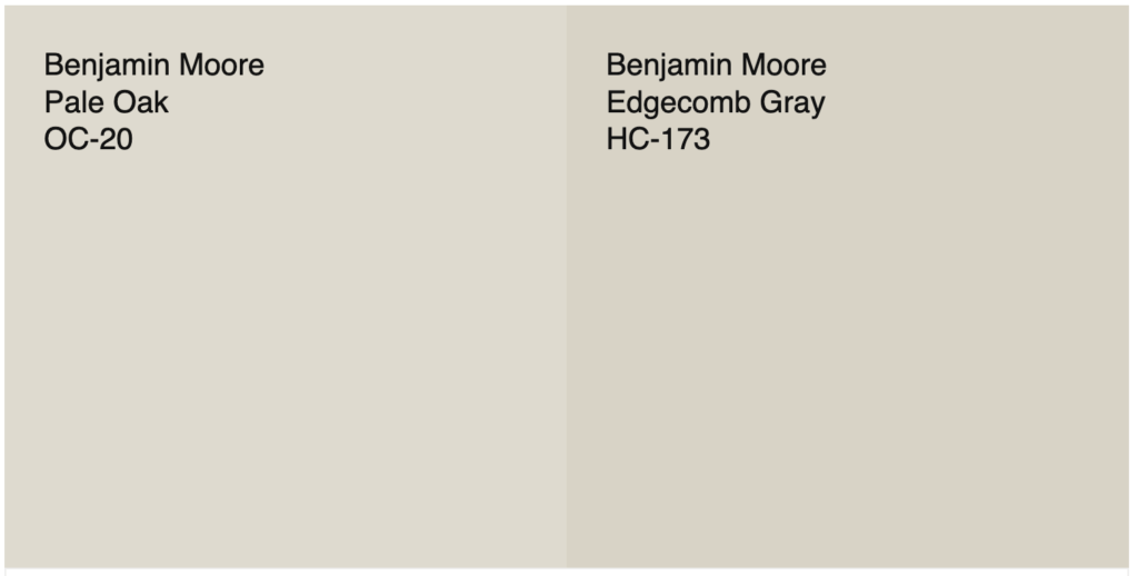 pale oak vs edgecomb gray