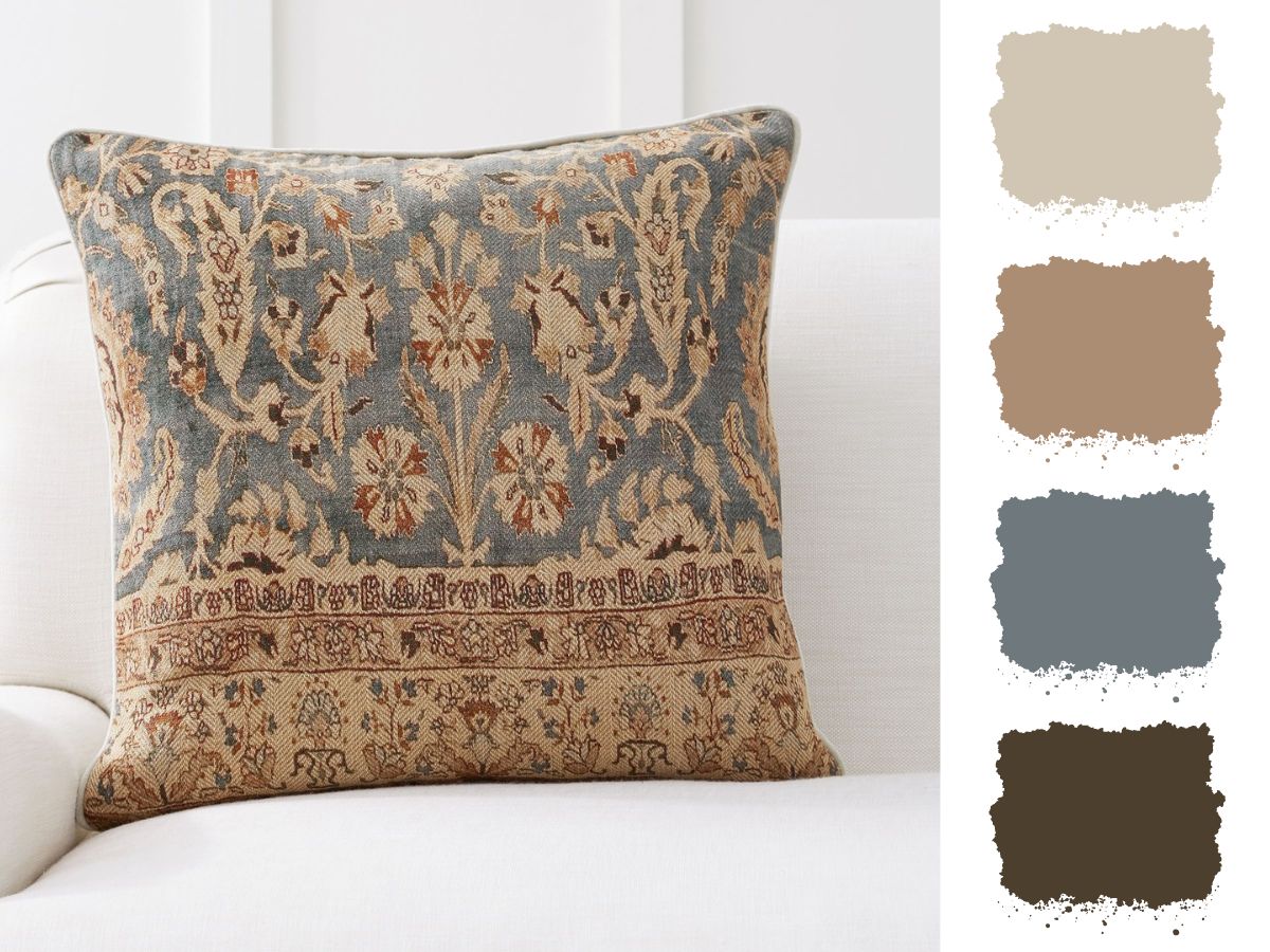interior color palette from pottery barn pillow 