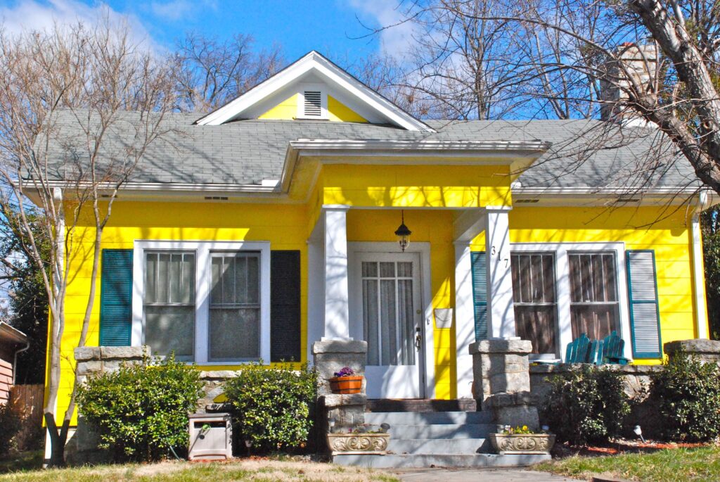 bright yellow house exterior